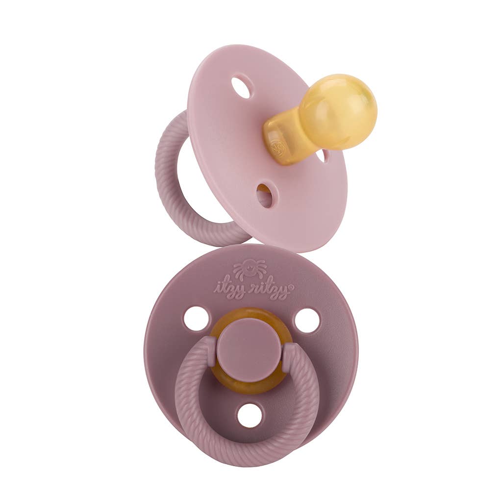 Itzy Soother™ Natural Rubber Paci Sets: Pink Bow 0-6 M