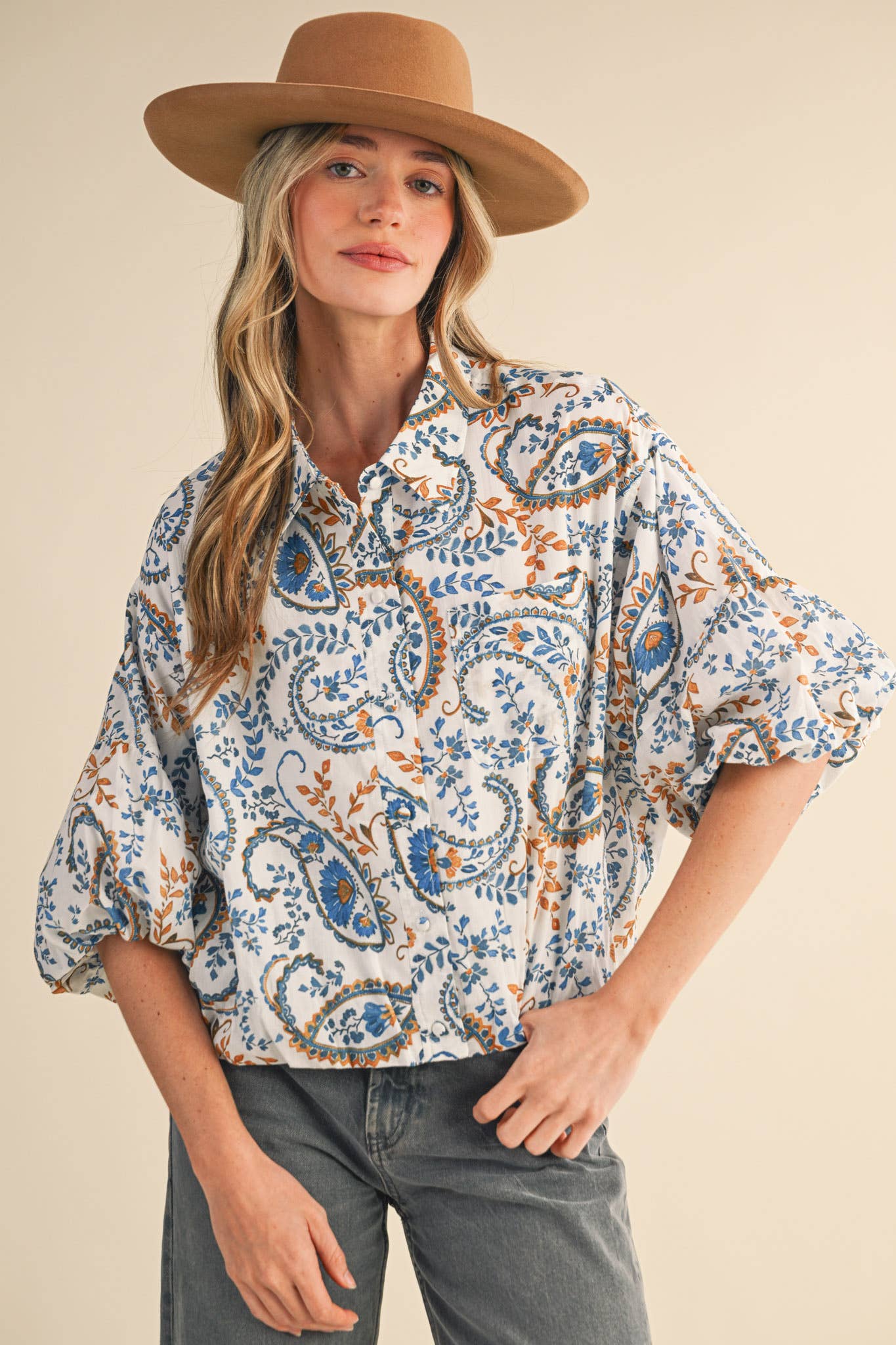 AUTUMN PAISLEY PRINT TOP