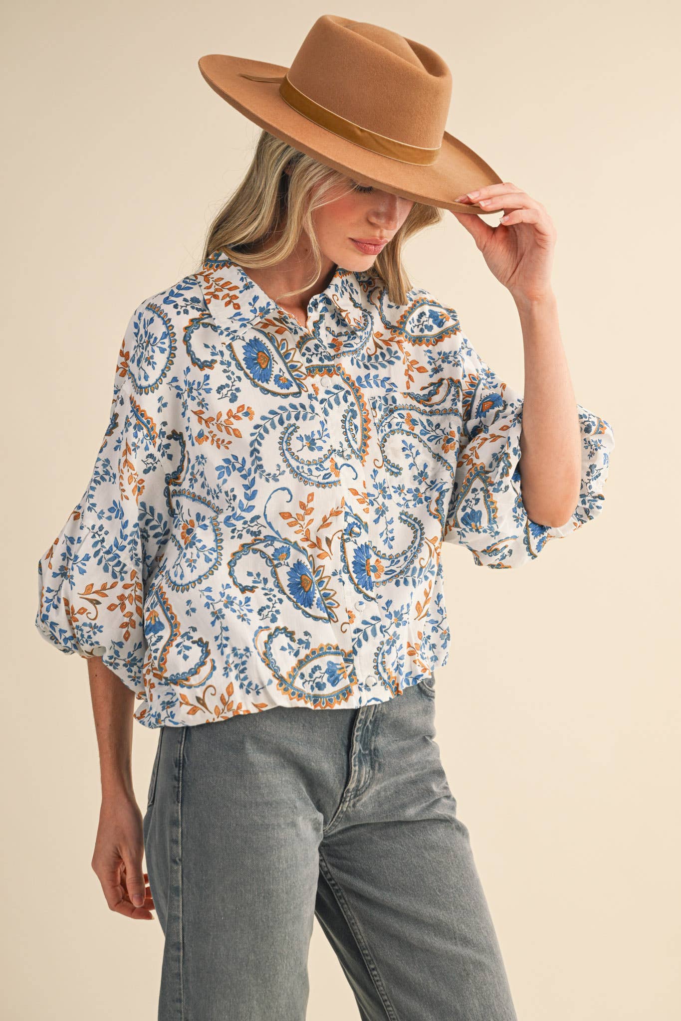AUTUMN PAISLEY PRINT TOP