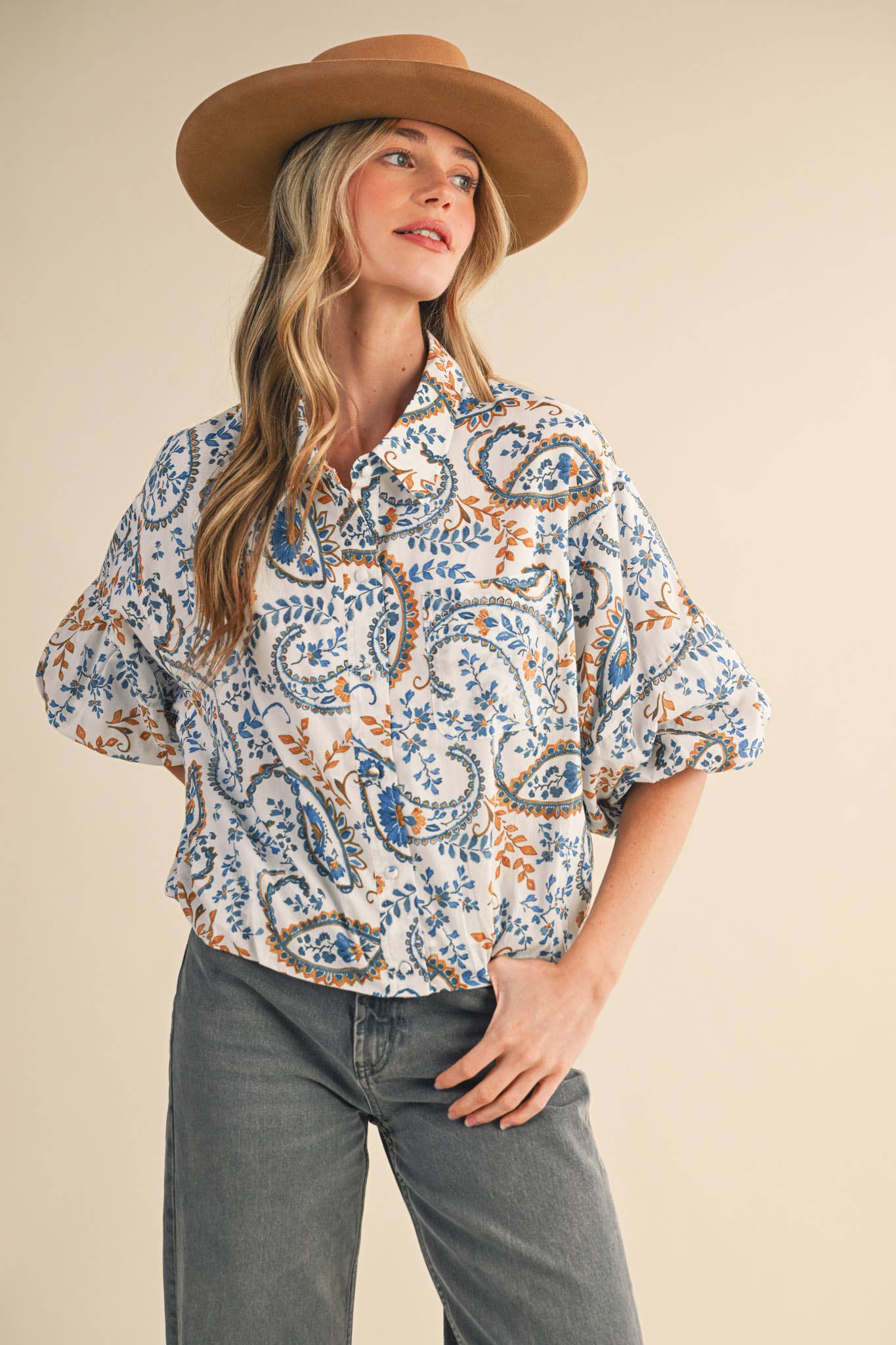 AUTUMN PAISLEY PRINT TOP